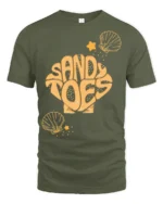 Sandy Toes Beach Vacation Summer Graphic Tee Tshirt Style - military green t-shirt on white background