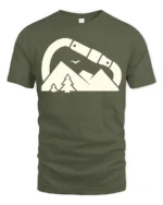 Carabiner Mountain Adventure Outdoor Hiking Graphic Tee Tshirt - military green t-shirt on white background