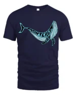 Monterey Bay Whale Ocean Coastal Travel Graphic Tee Tshirt - navy t-shirt on white background