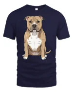 Cute Pit Bull Dog Lover Cartoon Pet Graphic Tee Tshirt Style - navy t-shirt on white background