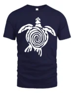 Tribal Sea Turtle Ocean Animal Symbol Graphic Tee Tshirt - navy t-shirt on white background