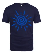 Spiral Sun Symbol Minimalist Abstract Graphic Tee Tshirt Style - navy t-shirt on white background