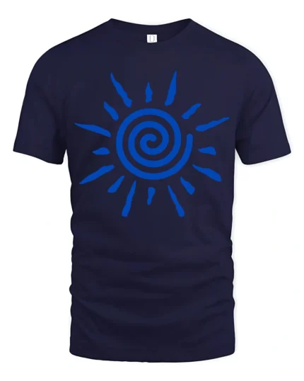Spiral Sun Symbol Minimalist Abstract Graphic Tee Tshirt Style - navy t-shirt on white background