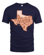 Vintage Texas Desert Landscape Western Style Graphic Tee Tshirt - navy t-shirt on white background