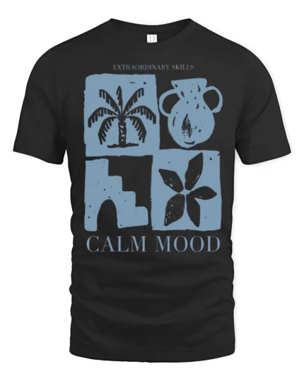 Calm Mood Minimal Aesthetic Graphic Tee Relaxed Lifestyle Style - black t-shirt on white background