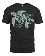 Save The Turtles Ocean Conservation Graphic Tee Nature Style - black t-shirt on white background