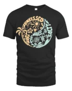 Sun Kissed Surf Waves Sand Graphic Tee Beach Summer Style - black t-shirt on white background