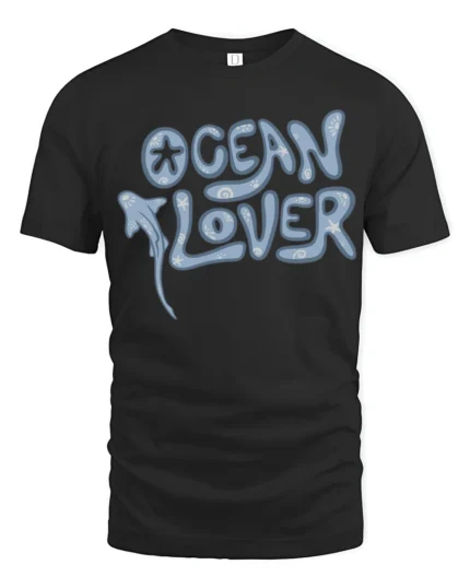 Ocean Lover Cute Marine Graphic Tee Coastal Life Style - black t-shirt on white background