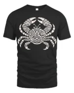 Tribal Crab Ocean Graphic Tee Artistic Marine Life Style - black t-shirt on white background