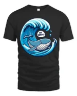 Oh Whale Funny Ocean Pun Graphic Tee Cute Sea Life Humor - black t-shirt on white background