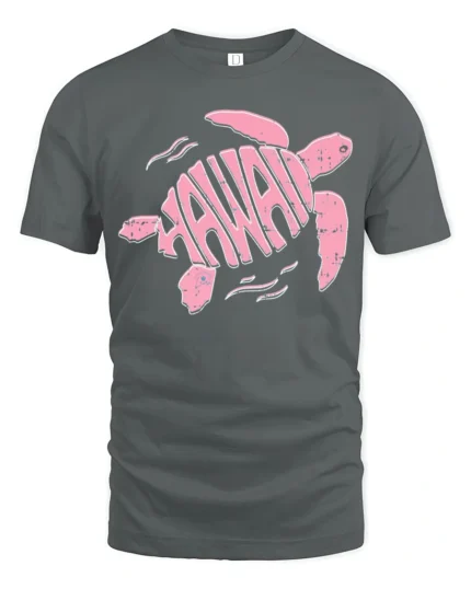 Hawaii Sea Turtle Aesthetic Graphic Tee Vintage Ocean Style - gray t-shirt on white background
