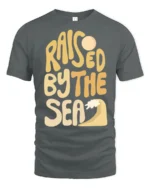 Raised By The Sea Beach Lover Graphic Tee Coastal Style - gray t-shirt on white background