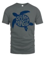 The Ocean Is Magic Sea Turtle Graphic Tee Coastal Style - gray t-shirt on white background