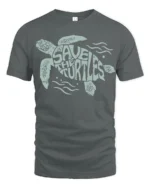 Save The Turtles Ocean Conservation Graphic Tee Nature Style - gray t-shirt on white background