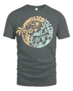 Sun Kissed Surf Waves Sand Graphic Tee Beach Summer Style - gray t-shirt on white background