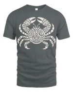 Tribal Crab Ocean Graphic Tee Artistic Marine Life Style - gray t-shirt on white background