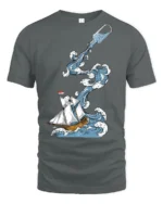 Ocean Adventure Ship In Bottle Wave Graphic Tee Nautical Art - gray t-shirt on white background