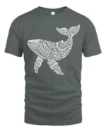 Tribal Whale Ocean Graphic Tee Artistic Marine Life Style - gray t-shirt on white background