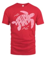 Hawaii Sea Turtle Aesthetic Graphic Tee Vintage Ocean Style - red t-shirt on white background
