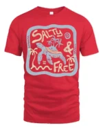 Salty And Free Sea Turtle Graphic Tee Beach Life Style - red t-shirt on white background