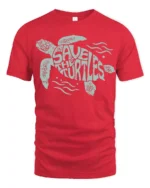 Save The Turtles Ocean Conservation Graphic Tee Nature Style - red t-shirt on white background
