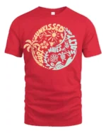 Sun Kissed Surf Waves Sand Graphic Tee Beach Summer Style - red t-shirt on white background