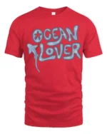 Ocean Lover Cute Marine Graphic Tee Coastal Life Style - red t-shirt on white background