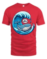 Oh Whale Funny Ocean Pun Graphic Tee Cute Sea Life Humor - red t-shirt on white background