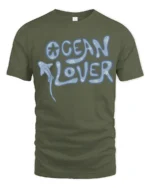 Ocean Lover Cute Marine Graphic Tee Coastal Life Style - military green t-shirt on white background