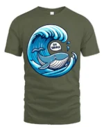 Oh Whale Funny Ocean Pun Graphic Tee Cute Sea Life Humor - military green t-shirt on white background