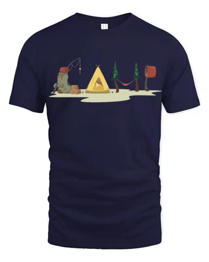 Camping Adventure Nature Graphic Tee Outdoor Life Style - navy t-shirt on white background