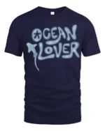 Ocean Lover Cute Marine Graphic Tee Coastal Life Style - navy t-shirt on white background