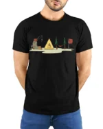 Camping Adventure Nature Graphic Tee Outdoor Life Style - model wearing black tee with hands behind back