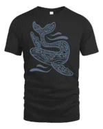 Artistic Ocean Child Whale Graphic Tshirt Sea Life Style - black t-shirt on white background