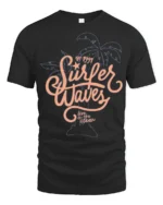 Surfer Waves Retro Beach Graphic Tee Ocean Lifestyle Style - black t-shirt on white background