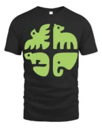 Minimalist Animal Shapes Graphic Tee Modern Cute Style - black t-shirt on white background