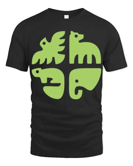 Minimalist Animal Shapes Graphic Tee Modern Cute Style - black t-shirt on white background