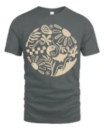 Minimal Abstract Nature Graphic Tshirt Modern Art Style - gray t-shirt on white background