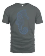 Artistic Seahorse Ocean Graphic Tee Coastal Marine Style - gray t-shirt on white background