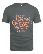 Surfer Waves Retro Beach Graphic Tee Ocean Lifestyle Style - gray t-shirt on white background