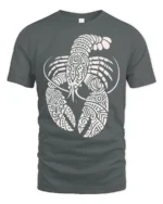 Artistic Lobster Tribal Pattern Graphic Tshirt Ocean Style - gray t-shirt on white background