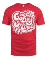 Good Day Sunshine Retro Positive Vibes Graphic Tee Style - red t-shirt on white background