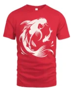 Elegant Koi Fish Graphic Tee Japanese Style Artistic Design - red t-shirt on white background