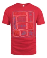 La Mer Coastal Icons Graphic Tee Ocean Vacation Style - red t-shirt on white background