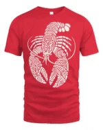 Artistic Lobster Tribal Pattern Graphic Tshirt Ocean Style - red t-shirt on white background