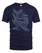 Artistic Ocean Child Whale Graphic Tshirt Sea Life Style - navy t-shirt on white background
