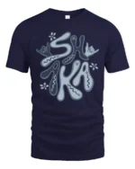 Shaka Hand Sign Graphic Tee Surf Culture Retro Vibes Style - navy t-shirt on white background