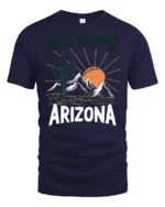 Arizona Desert Road Trip Graphic Tee Retro Travel Adventure Style - navy t-shirt on white background