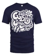 Good Day Sunshine Retro Positive Vibes Graphic Tee Style - navy t-shirt on white background