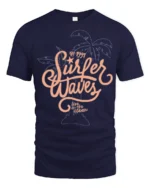 Surfer Waves Retro Beach Graphic Tee Ocean Lifestyle Style - navy t-shirt on white background